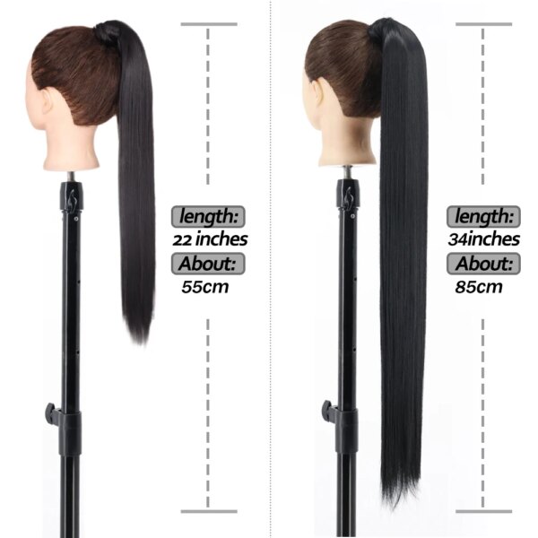 extension cheveux Synthétiques, Queue de Cheval Longue et Lisse