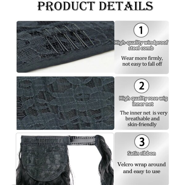 extension cheveux Synthétiques, Queue de Cheval Longue et Lisse