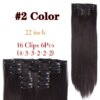 extension cheveux synthétiques à Clips, postiche lisse de 22 pouces