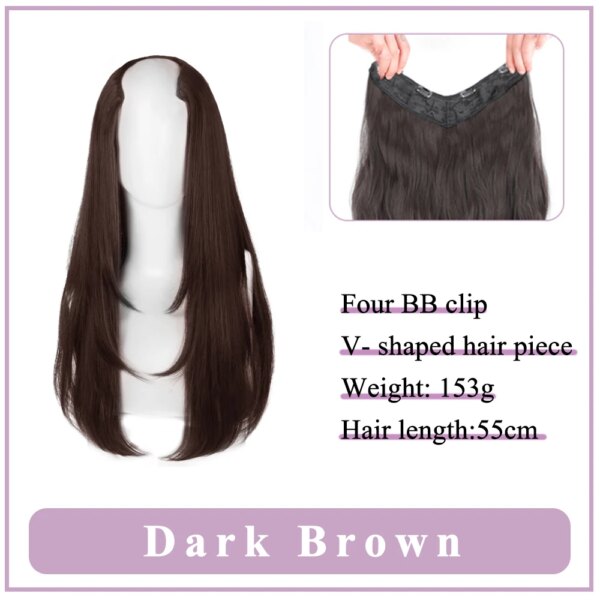 extension cheveux synthétiques en forme de V pour femmes