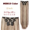 extension cheveux synthétiques à Clips, postiche lisse de 22 pouces