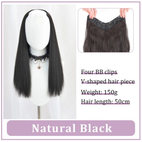 extension cheveux synthétiques en forme de V pour femmes