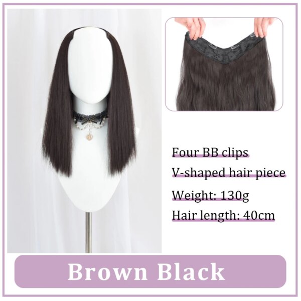 extension cheveux synthétiques en forme de V pour femmes