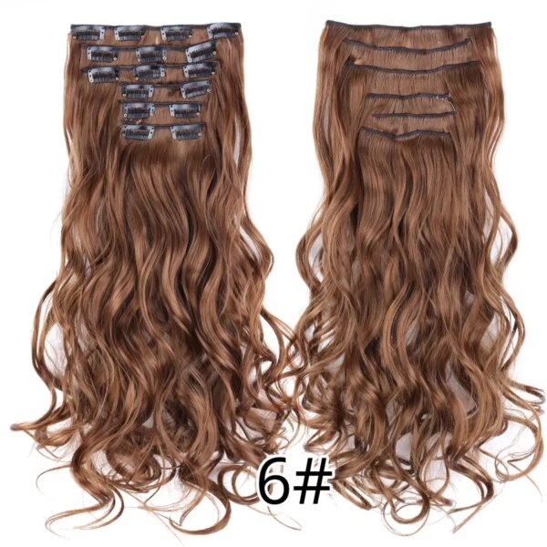 extension cheveux synthétiques à Clips, postiche lisse de 22 pouces