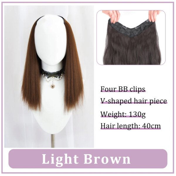 extension cheveux synthétiques en forme de V pour femmes