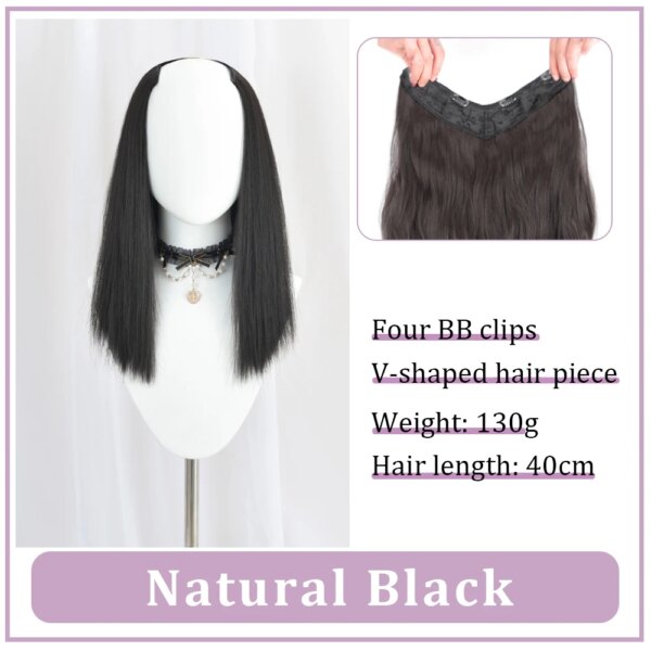 extension cheveux synthétiques en forme de V pour femmes