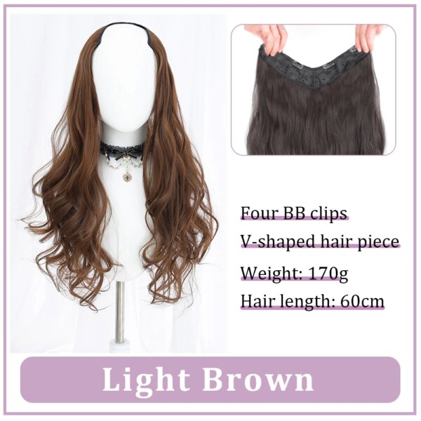 extension cheveux synthétiques en forme de V pour femmes