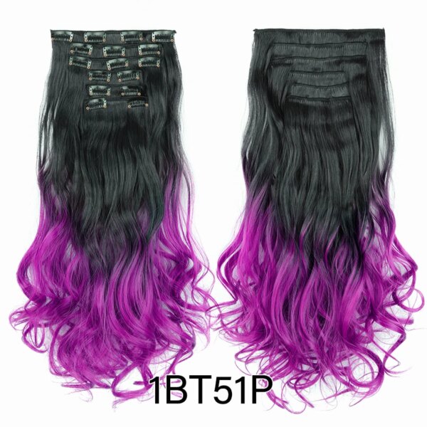 extension cheveux synthétiques à Clips, postiche lisse de 22 pouces