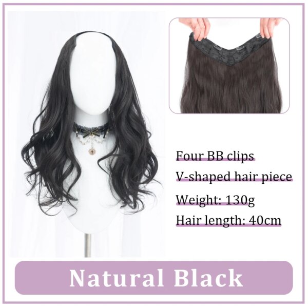 extension cheveux synthétiques en forme de V pour femmes