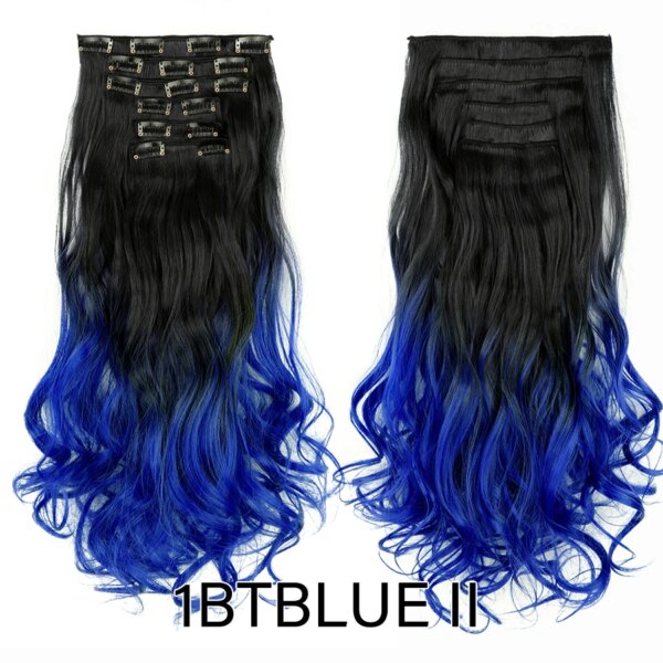 extension cheveux synthétiques à Clips, postiche lisse de 22 pouces