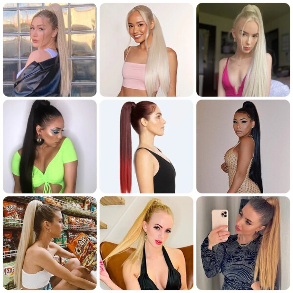 extension cheveux – queue de cheval synthétique longue bouclée