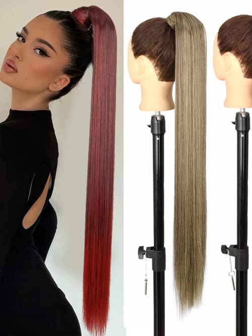 extension cheveux – queue de cheval synthétique longue bouclée
