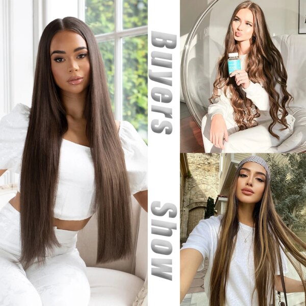 extension cheveux synthétiques lisses et longues
