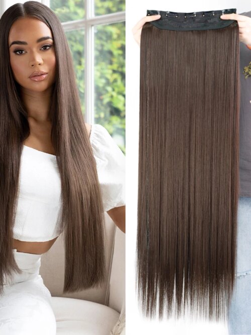 extension cheveux synthétiques lisses et longues