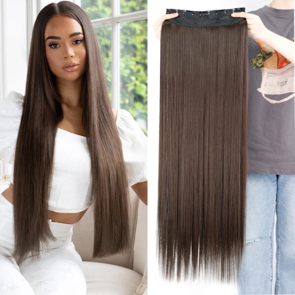 extension cheveux synthétiques lisses et longues