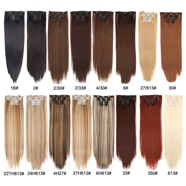 extension cheveux synthétique bouclée avec 16 Clips, Extension capillaire