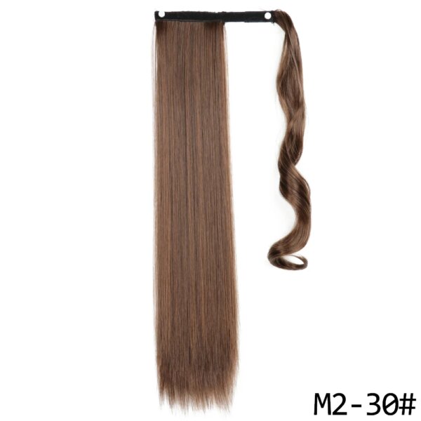 extension cheveux synthétiques à clipser, queue de cheval longue et lisse