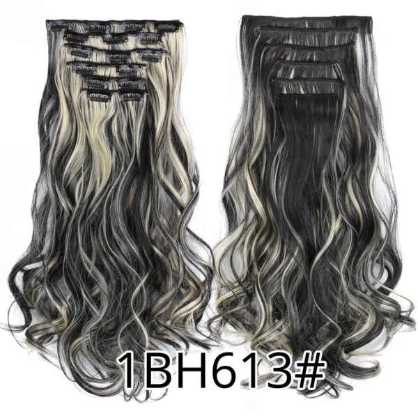 extension cheveux synthétique bouclée avec 16 Clips, Extension capillaire