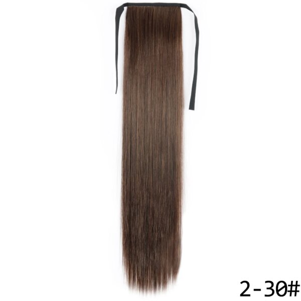 extension cheveux synthétiques à clipser, queue de cheval longue et lisse