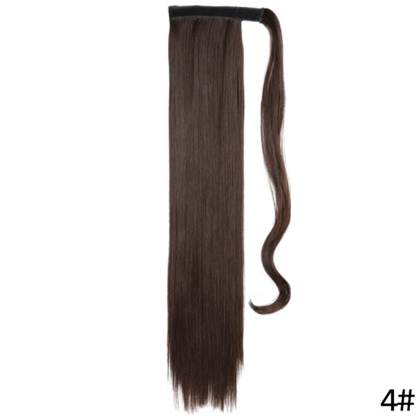 extension cheveux synthétiques à clipser, queue de cheval longue et lisse