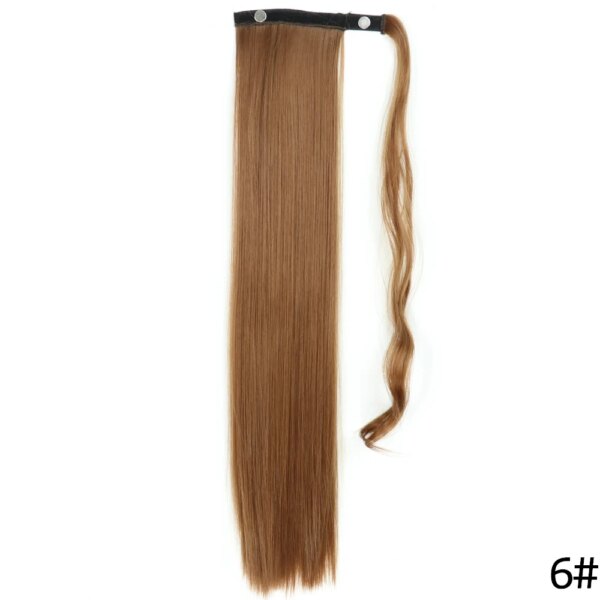 extension cheveux synthétiques à clipser, queue de cheval longue et lisse