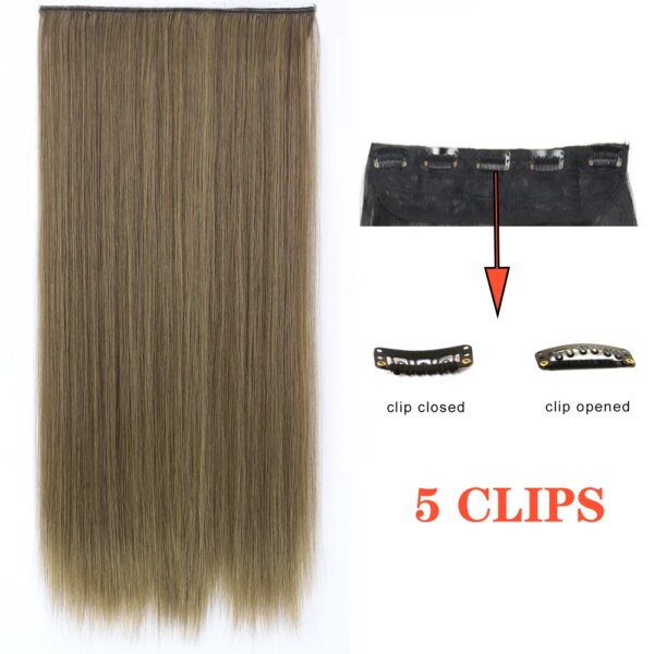 extension cheveux synthétiques lisses et longues