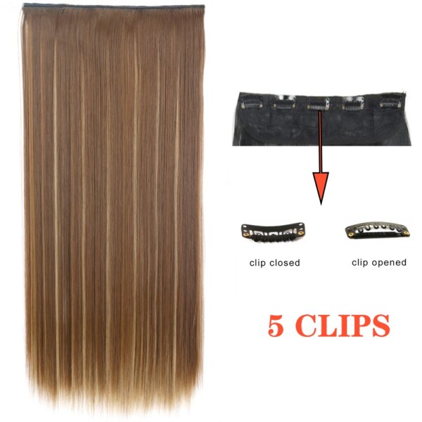 extension cheveux synthétiques lisses et longues