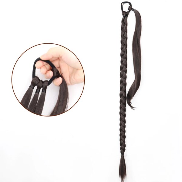 extension cheveux synthétique longue queue de cheval tressée 34 pouces pour femmes