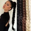 extension cheveux synthétique longue queue de cheval tressée 34 pouces pour femmes