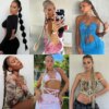 extension cheveux synthétique longue queue de cheval tressée 34 pouces pour femmes