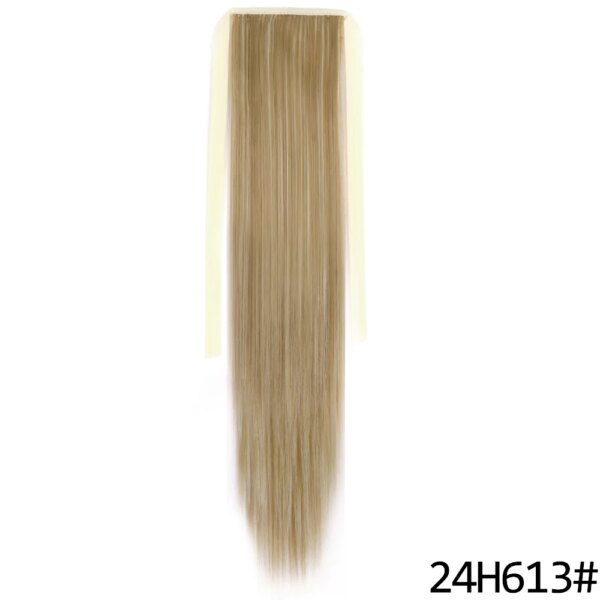 extension cheveux synthétiques à clipser, queue de cheval longue et lisse