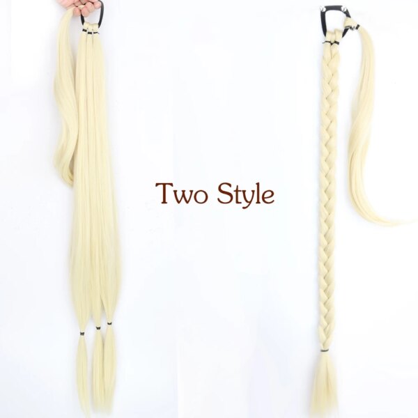 extension cheveux synthétique longue queue de cheval tressée 34 pouces pour femmes