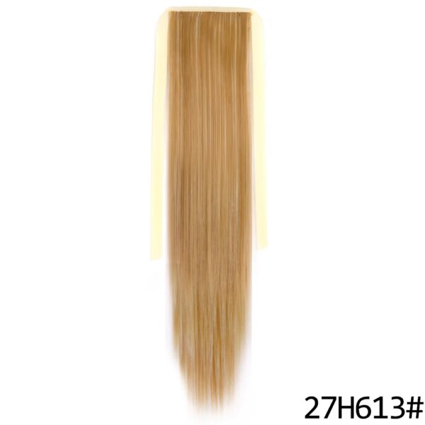 extension cheveux synthétiques à clipser, queue de cheval longue et lisse