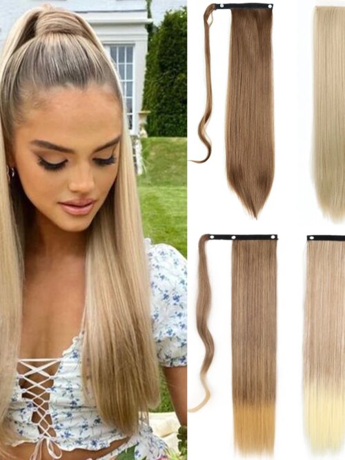extension cheveux synthétiques longues et droites