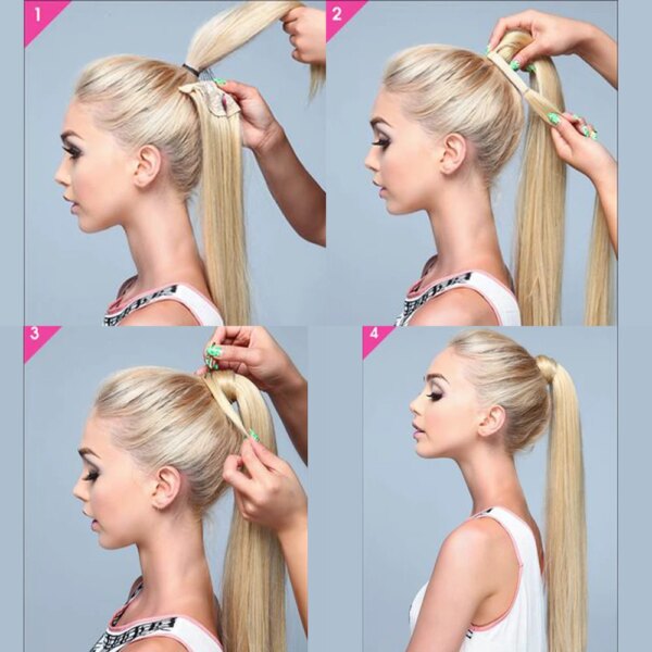 extension cheveux synthétiques longues et droites