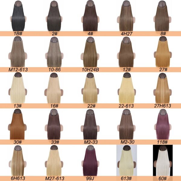 Extension cheveux synthétiques sans Clips, fil Invisible