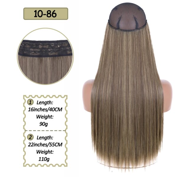 Extension cheveux synthétiques sans Clips, fil Invisible