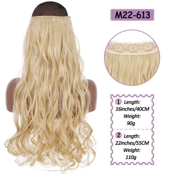 Extension cheveux synthétiques sans Clips, fil Invisible