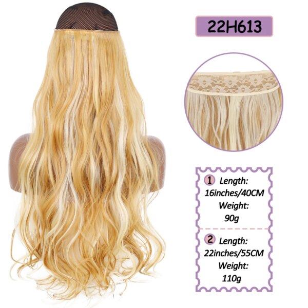Extension cheveux synthétiques sans Clips, fil Invisible