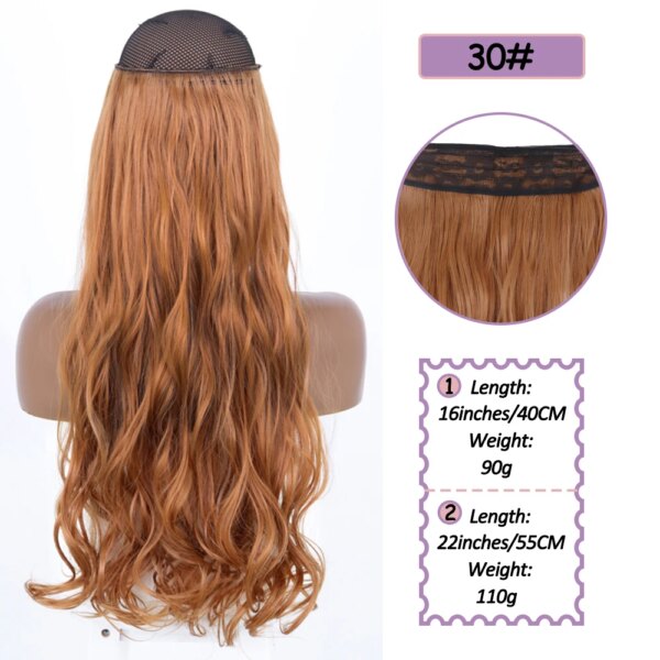 Extension cheveux synthétiques sans Clips, fil Invisible