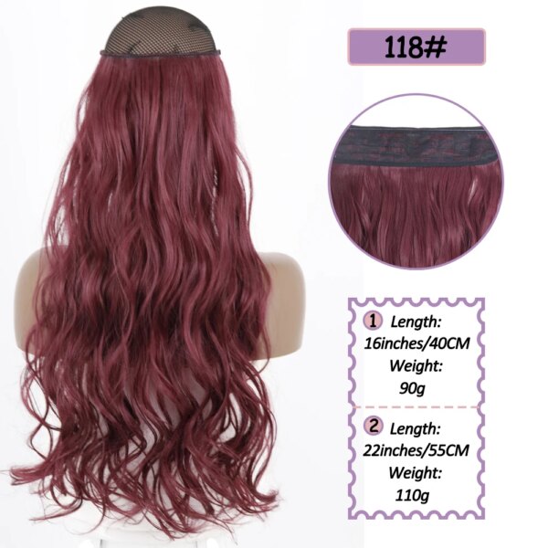 Extension cheveux synthétiques sans Clips, fil Invisible