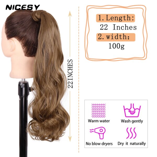 extension cheveux synthétique longue ondulée brune
