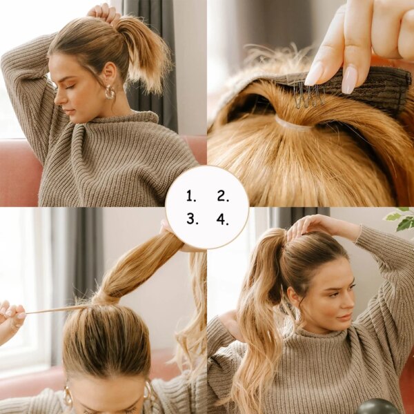 extension cheveux synthétique longue ondulée brune