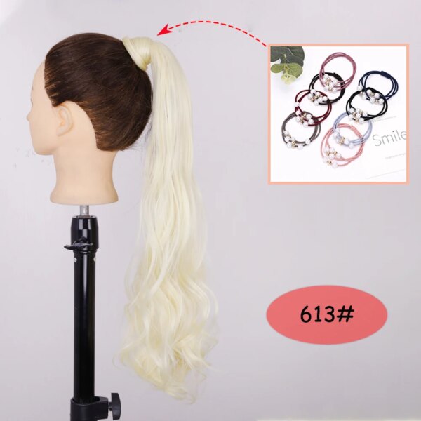 extension cheveux synthétique longue ondulée brune