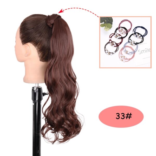 extension cheveux synthétique longue ondulée brune