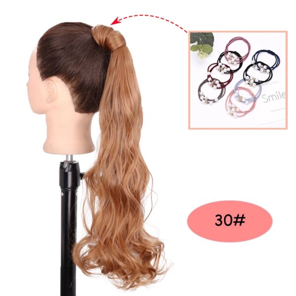 extension cheveux synthétique longue ondulée brune