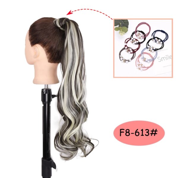 extension cheveux synthétique longue ondulée brune