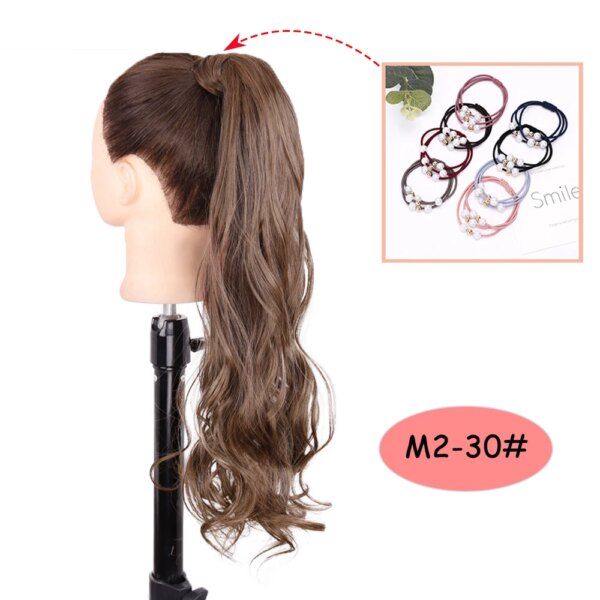 extension cheveux synthétique longue ondulée brune