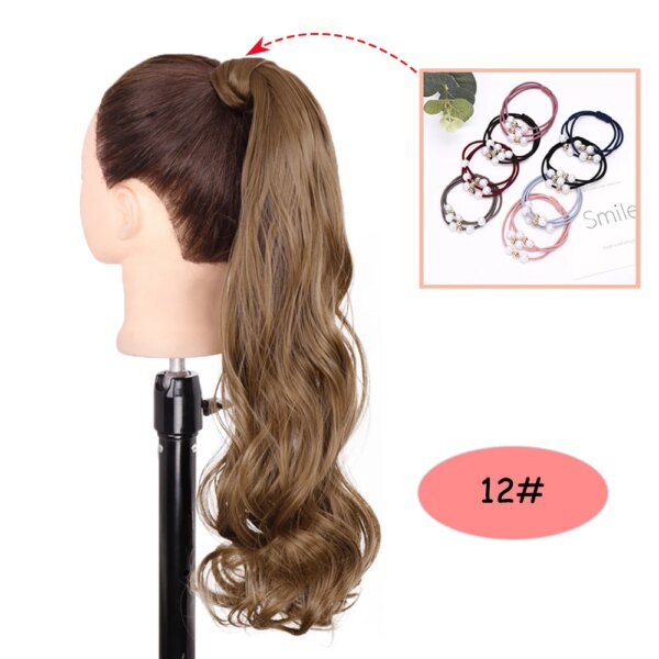 extension cheveux synthétique longue ondulée brune