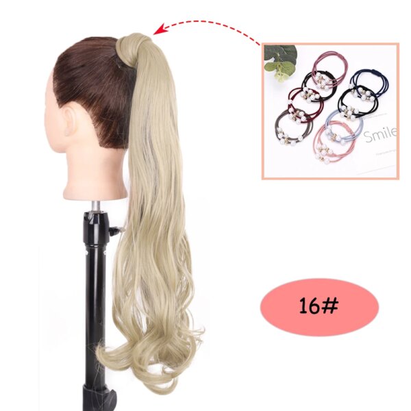 extension cheveux synthétique longue ondulée brune